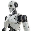 rendering humanoid robot on white background with clipping path and shadow