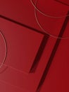 3D Rendering Minimal Geometric Product Display Background with Platform. Monochrome Red