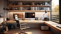 rendering of a modern minimalist home office setup, Royalty Free Stock Photo