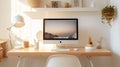 depiction of a modern minimalist home office setup, very sharp Royalty Free Stock Photo