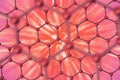 Rendering nanotechnology hexagonal geometric form close-up, concept graphene atomic structure. Royalty Free Stock Photo