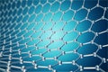 Rendering nanotechnology hexagonal geometric form close-up, concept graphene atomic structure, molecular .