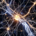 Rendering of neural connections, showing interconnected neurons Royalty Free Stock Photo