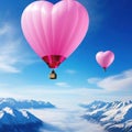 rendering of pink hotr balloons flying in the blue Valentines day background with hotr