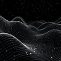 Abstract rendering of a grid with particles over a wavy surface Royalty Free Stock Photo