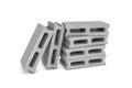 Rendering of six cinder blocks isolated on the white background