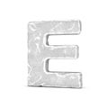 Rendering of stone letter E isolated on white background.