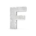 Rendering of stone letter F isolated on white background.