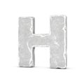 Rendering of stone letter H isolated on white background.