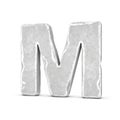 Rendering of stone letter M isolated on white background.
