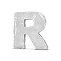 Rendering of stone letter R isolated on white background.
