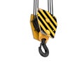 Rendering of tower crane hook isolated on the white background. Royalty Free Stock Photo