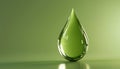 Rendering Of A Transparent Green Liquid Water Drop With A Translucent Appearance
