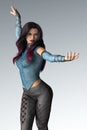 Close up CG Beautiful dark haired woman in Sorceress magic pose