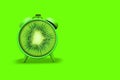 Rendering vintage style alarm clock with kiwi