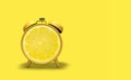 Rendering vintage style alarm clock with lemon citrus