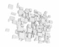 Rendering of white square and rectangle blocks hanging vertically Royalty Free Stock Photo
