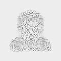 Rendering white user icon made up of many square uneven blocks.