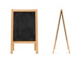 Rendering of wooden easel with black chalkboard isolated on the white background Royalty Free Stock Photo