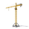 Rendering of yellow construction crane isolated on the white background. Royalty Free Stock Photo