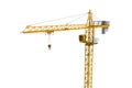 Rendering of yellow construction crane isolated on white background. Royalty Free Stock Photo