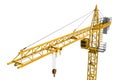 Rendering of yellow construction crane isolated on white background. Royalty Free Stock Photo