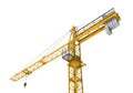 Rendering of yellow construction crane isolated on the white background. Royalty Free Stock Photo