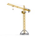 Rendering of yellow tower crane full-height isolated on the white background. Royalty Free Stock Photo
