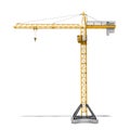 Rendering of yellow tower crane full-height isolated on the white background. Royalty Free Stock Photo