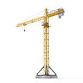 Rendering of yellow tower crane full-height isolated on the white background. Royalty Free Stock Photo