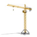 Rendering of yellow tower crane full-height isolated on the white background. Royalty Free Stock Photo