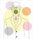 Rene Magritte `The Son of Man`. Vector illustration hand drawn Royalty Free Stock Photo