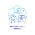 Renew expired passport blue gradient concept icon