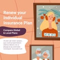 Renew your individual insurance plans, vector