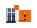 source of energy,Solar panel and sun icon, autonomous electricity Royalty Free Stock Photo