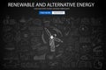 Renewable and Alternative Energy concept with Doodle design style Royalty Free Stock Photo