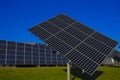 Renewable clean energy from sunlight.Solar panels samples on a bright blue sky background.Solar panels billboards on