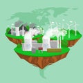 Renewable ecology energy icons, green city power alternative resources concept, environment save new technology, solar