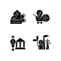 Renewable electrical energy black glyph icons set on white space Royalty Free Stock Photo