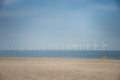 Renewable electricity production in offshore wind farm off Amager Strand in the Oresund Strait, Baltic Sea. Copenhagen, Denmark Royalty Free Stock Photo