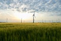 Renewable energies - power generation with wind turbines in a wind farm
