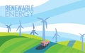 Renewable energy banner. Wind power generation Royalty Free Stock Photo