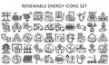 Renewable energy black outline icons pack Royalty Free Stock Photo