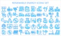 Renewable energy blue color icons pack Royalty Free Stock Photo