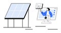 Renewable Energy Solar Panel and Online Data Analysis Visualization Concept Royalty Free Stock Photo