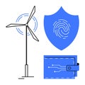 Renewable energy, digital security, and financial technology integration Royalty Free Stock Photo