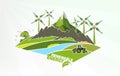 renewable energy earth sun, wind and water Royalty Free Stock Photo