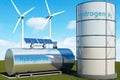 Renewable Energy Future: Hydrogen Tanks, Wind Generators, and Solar Panels - Generative AI