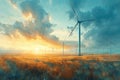 renewable energy with green energy as wind turbines Royalty Free Stock Photo