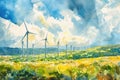 renewable energy with green energy as wind turbines Royalty Free Stock Photo